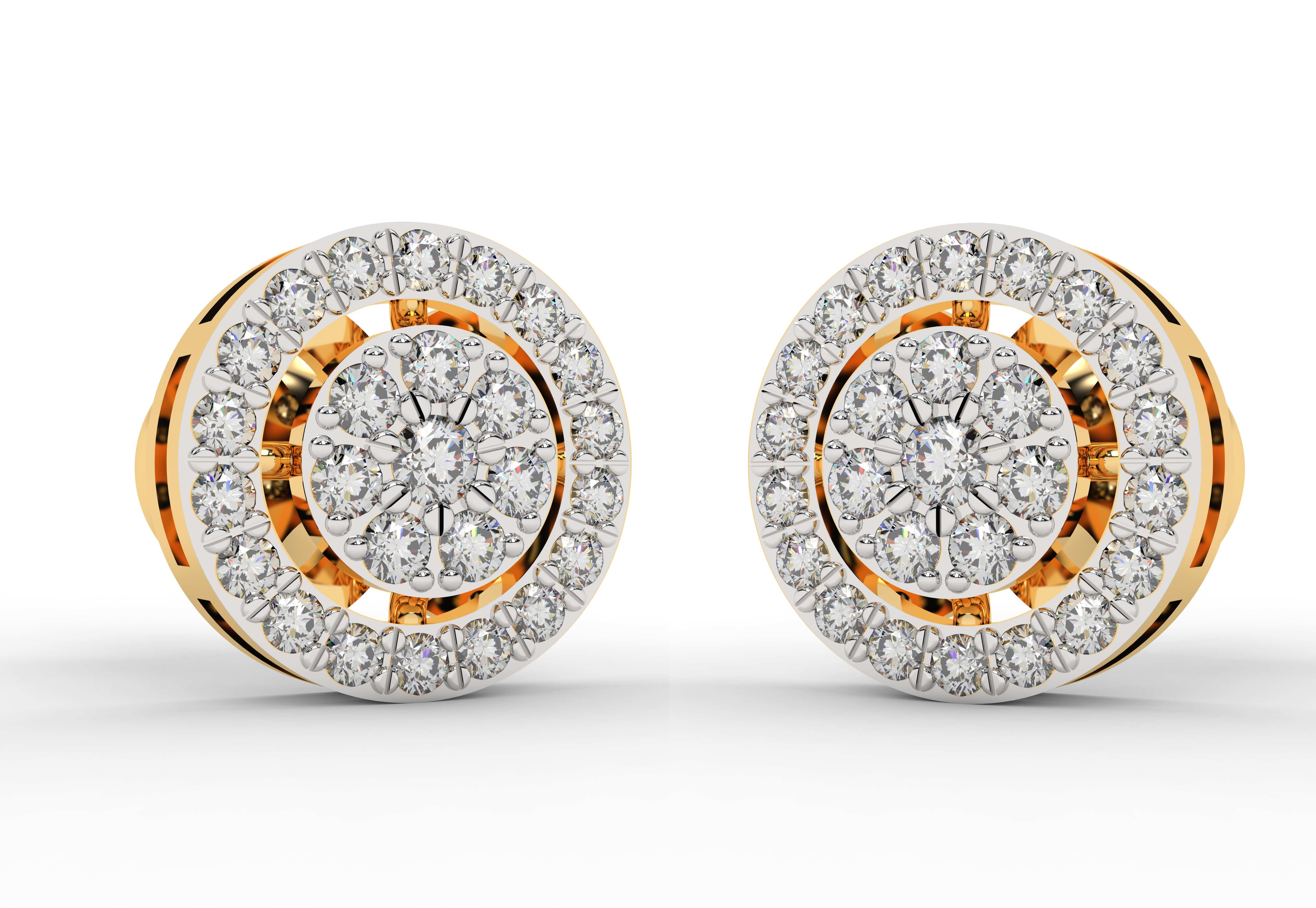 Elegant Round Diamond Stud Earrings